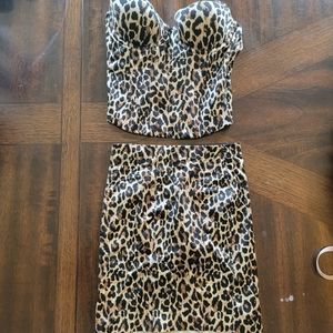 Leapord Print Outfit Set, Skirt and Top, Lingerie